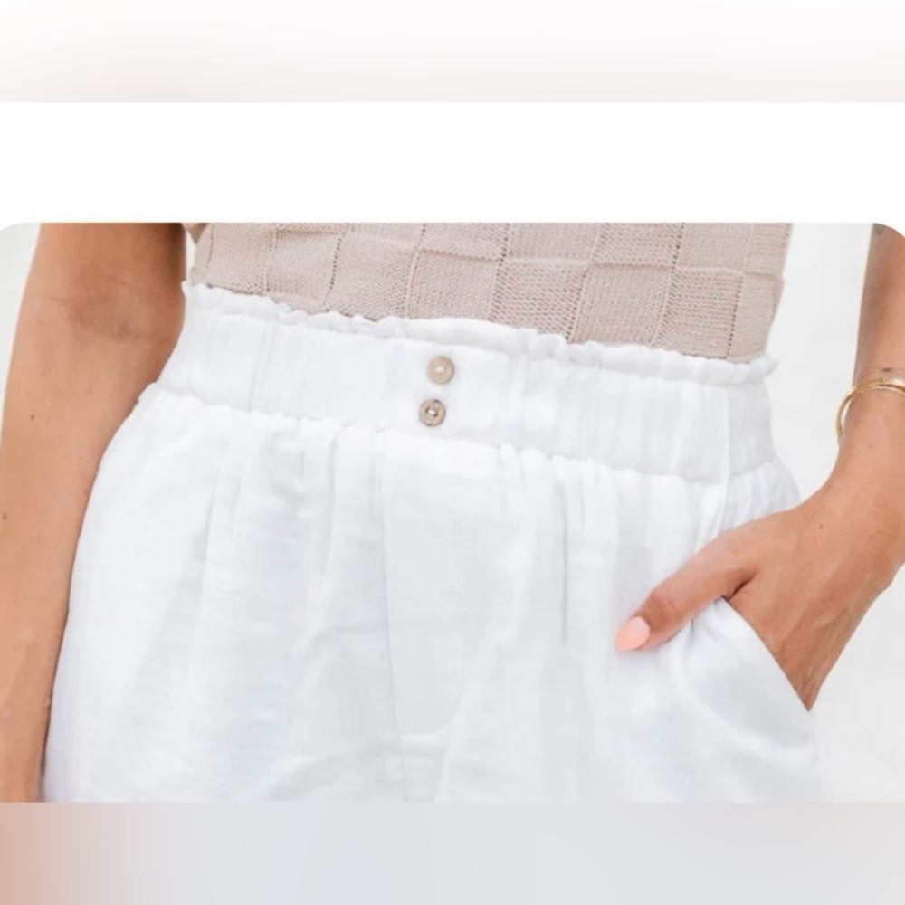 Pink Lily White Linen Shorts